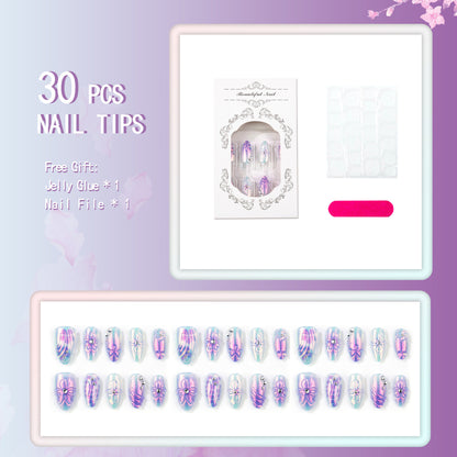 Iridescent Floral Press-On Nagelkunst Set