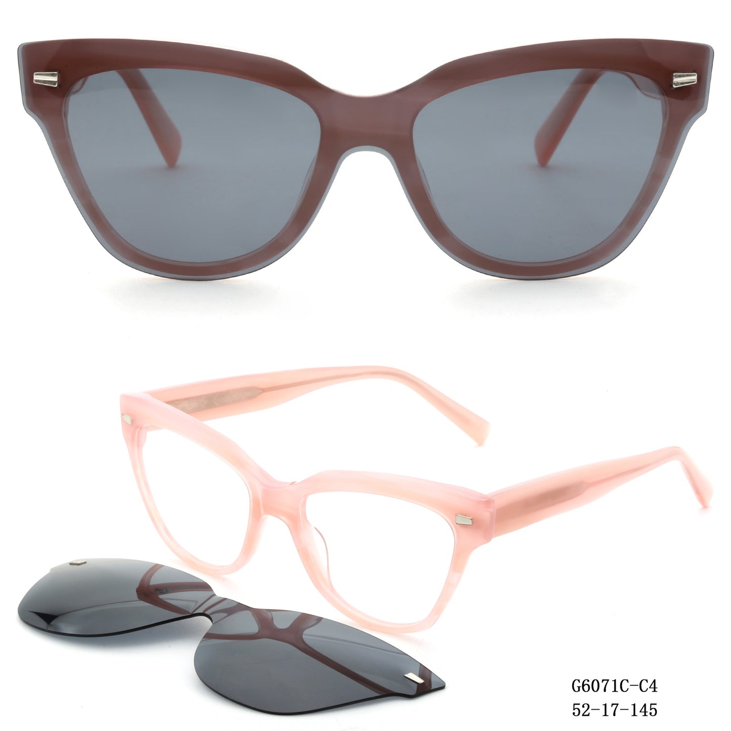 Damen modische Cat-Eye Sonnenbrille mit abnehmbaren Gläsern Brehn