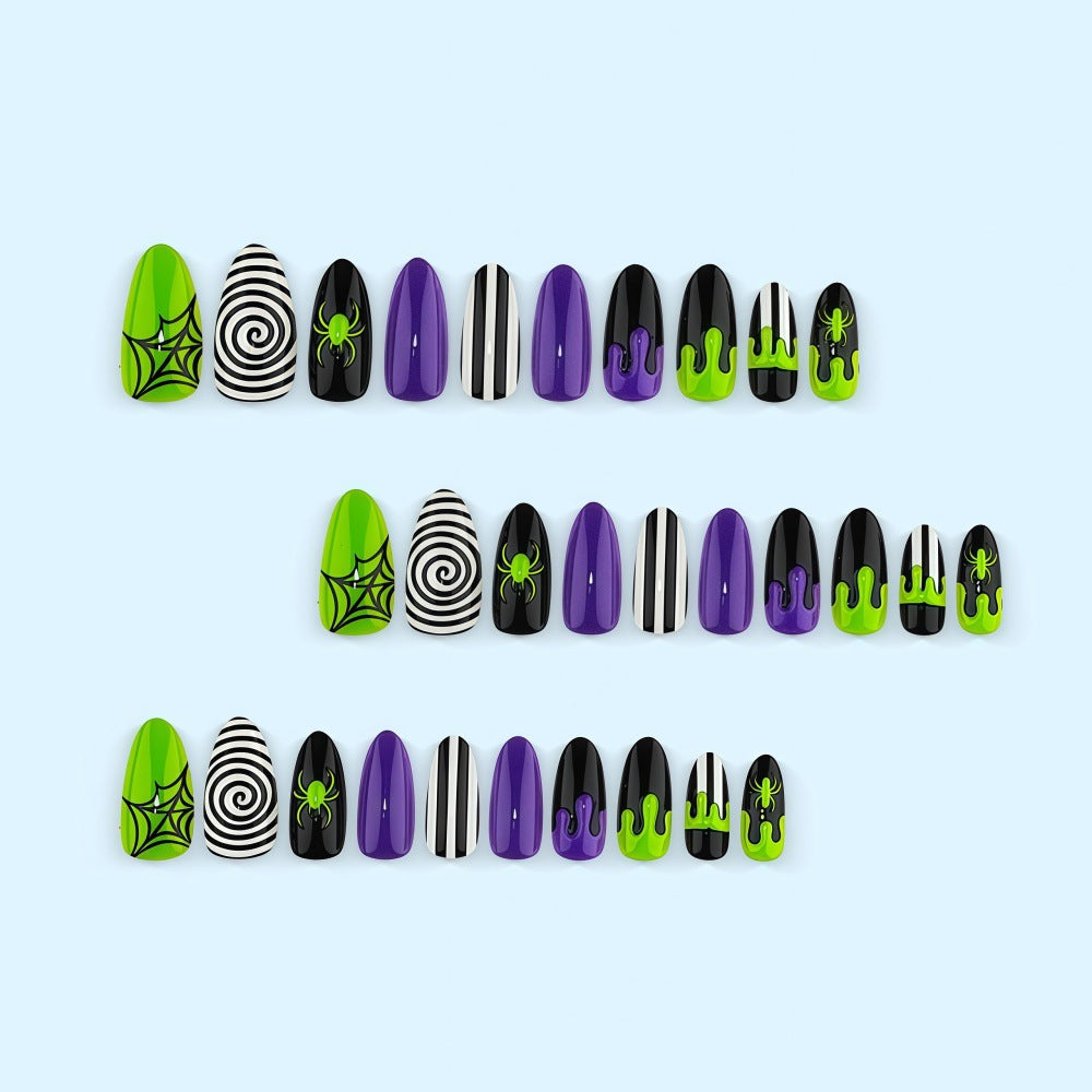 Halloween Kunstnagelset mit Spinnen- und Gespensterdesign Brehn