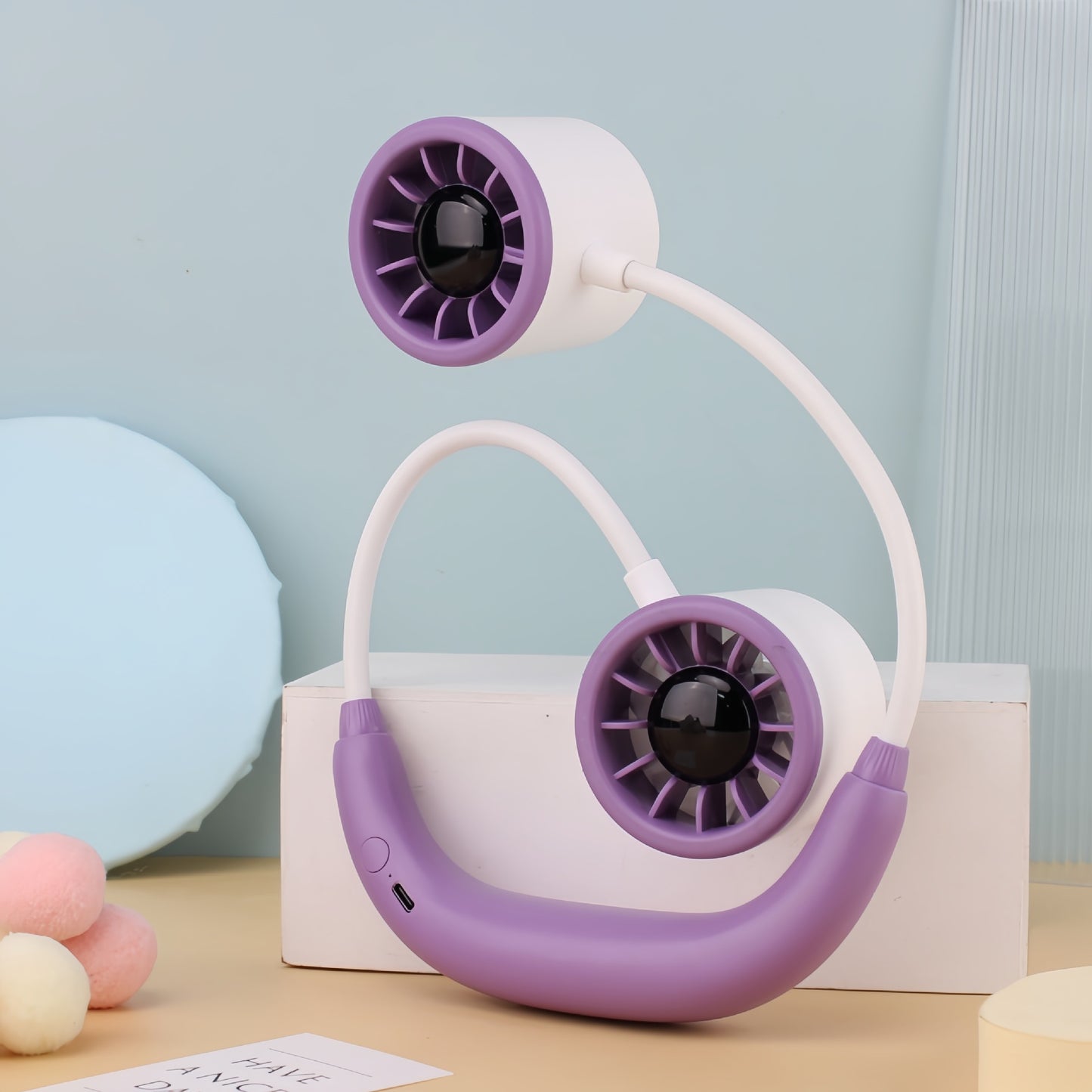 Damen tragbarer Nackenventilator mit dualen Kühlgebläse Brehn