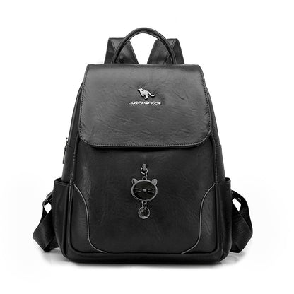 Süßer katzenmotivierter Leder-Rucksack Brehn