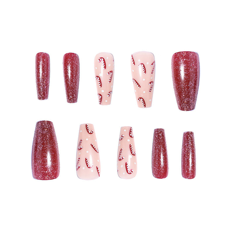 Künstlerisches Glitter Press-On Nagelset Brehn