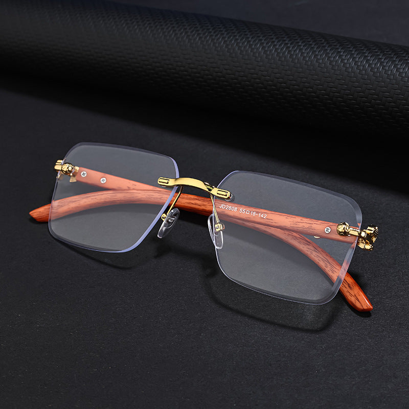 Damen Modische Quadratische Sonnenbrille mit eleganten Holzarmen Brehn