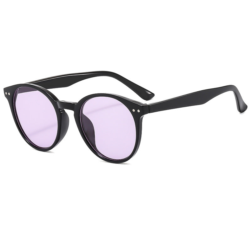 Damen modische runde Sonnenbrille mit transparentem Rahmen und UV-Schutz Brehn