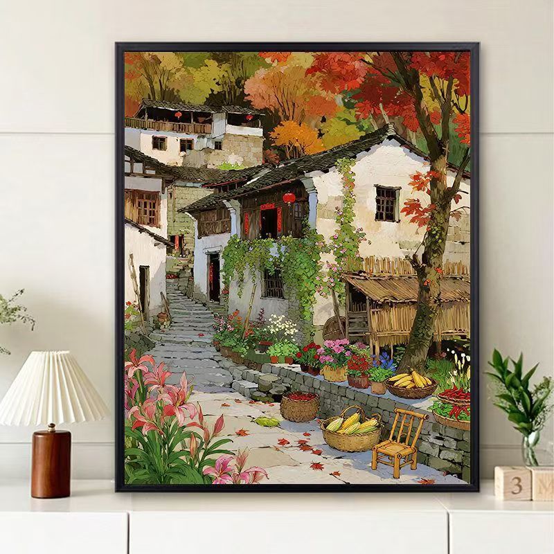 Scenic Village Landschaft Kunstdruck Brehn