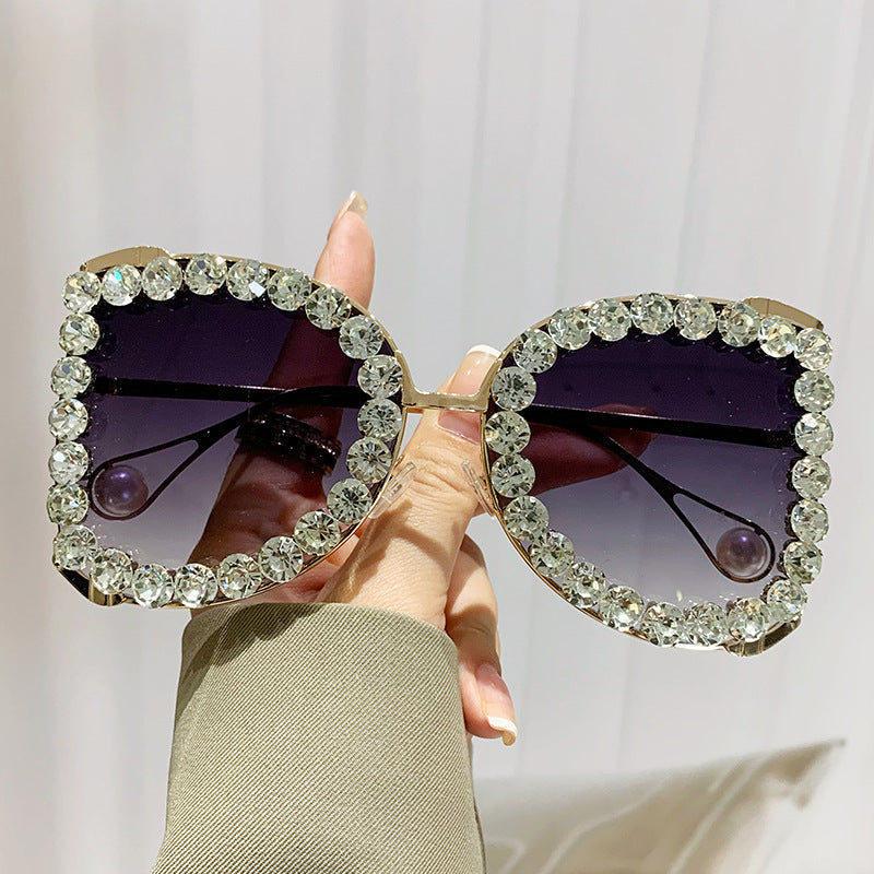 Damen extravagante Katzenaugen-Sonnenbrille mit funkelndem Strassrahmen Brehn