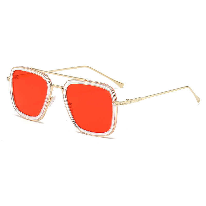 Damen modische quadratische Sonnenbrille mit glamourösem Metallrahmen Brehn