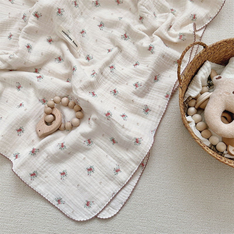 Unisex kuschelige Musselin-Decke mit elegantem floralen Muster Brehn