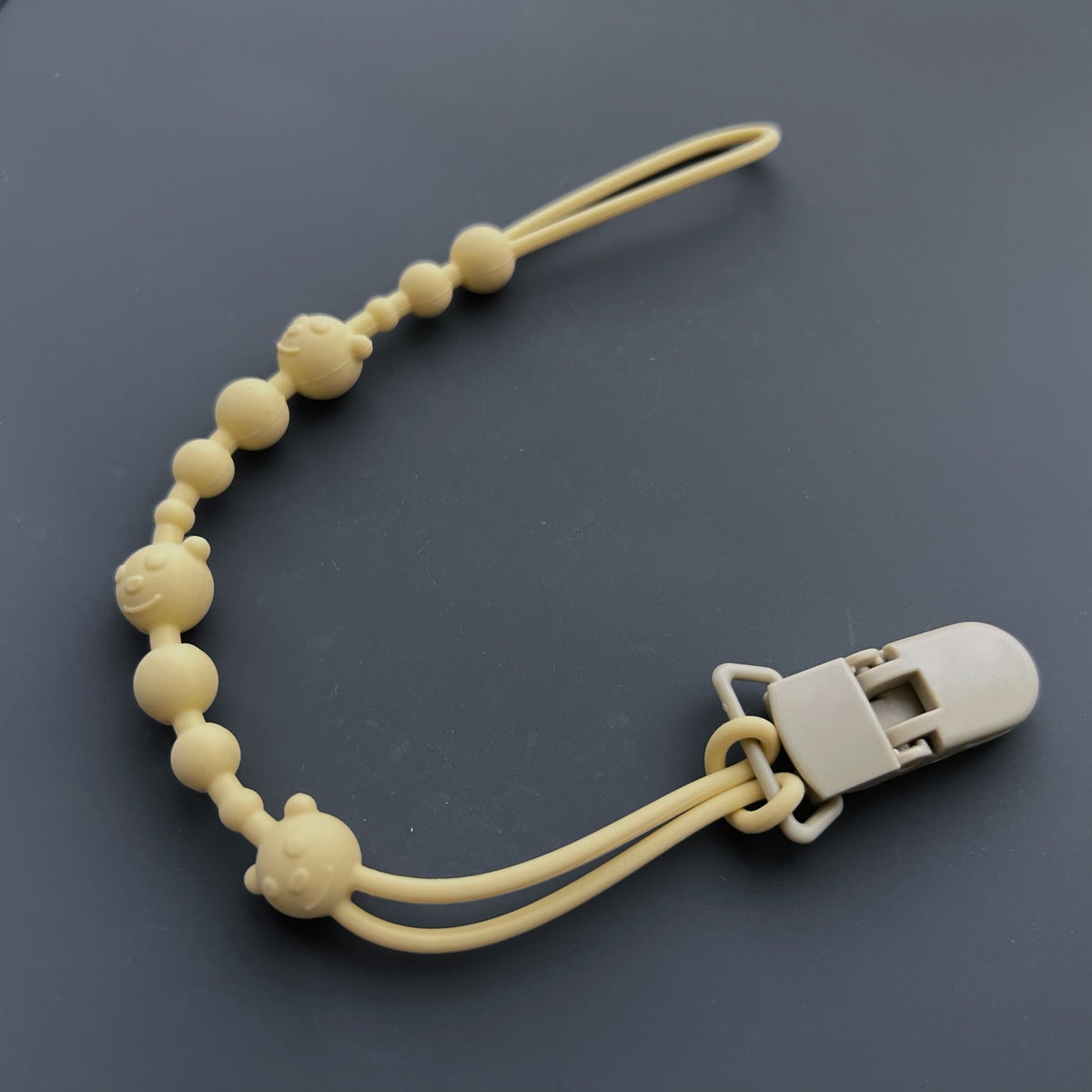 Baby Silikonperlen Beißring Schnullerclip mit Holz Sicherheitsclip