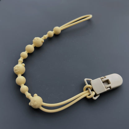 Baby Silikonperlen Beißring Schnullerclip mit Holz Sicherheitsclip
