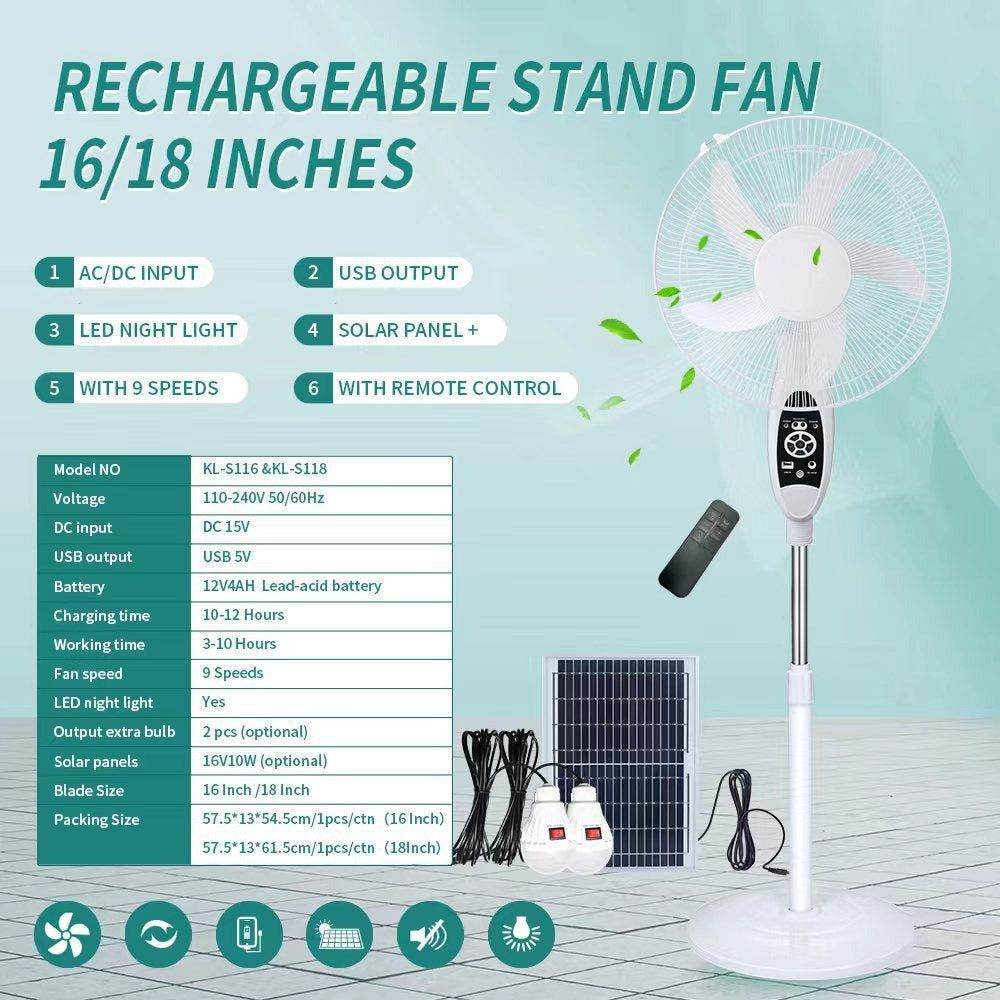 Damen Solarbetriebene Standventilator Brehn