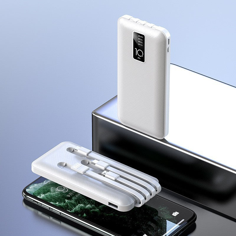 Tragbare Powerbank mit Integrierten Ladekabeln und Digitaler Ladestandanzeige Brehn