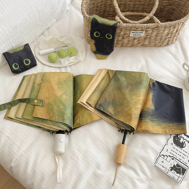 Damen Faltregenschirm mit kreativem Katzenmotiv Brehn