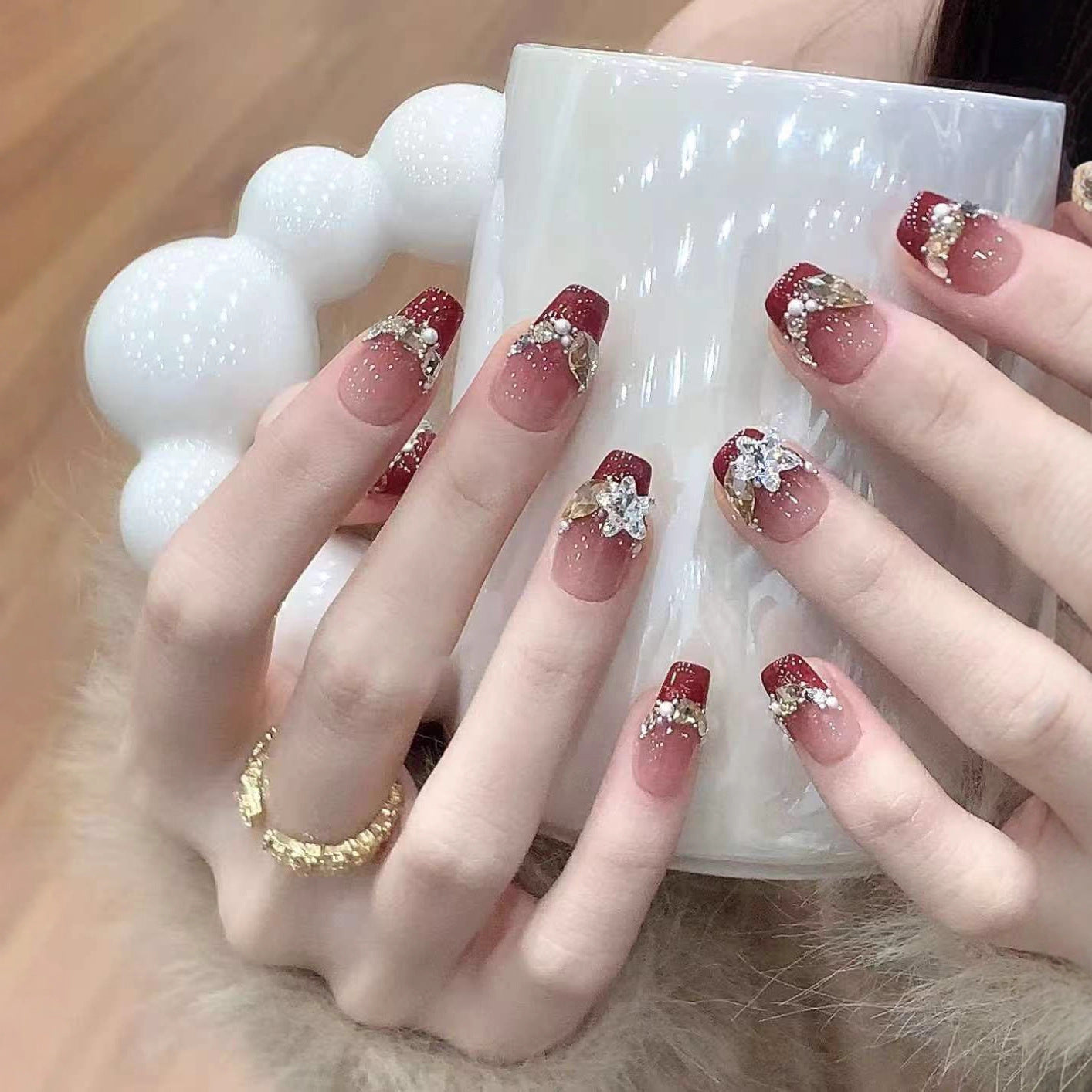 Dekorative Glitter Press-On Nagelset Brehn