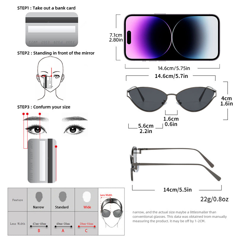 Modische Cat-Eye Sonnenbrille mit Dünnem Metallrahmen Brehn