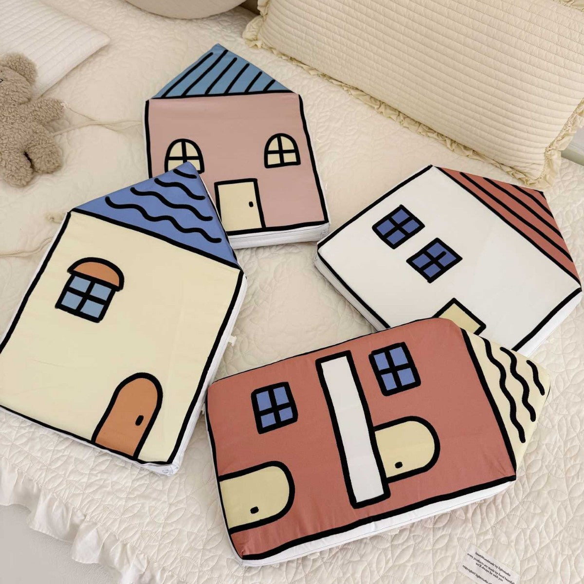 Hausförmiges Schaumstoff-Rückenstützkissen-Set für das Spielzimmer von Kindern, dekorative Kissen