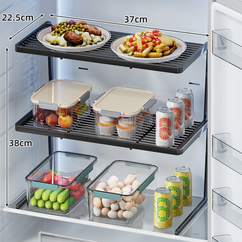 Doppelschicht Kühlschrank Regal Organizer Rack mit lamellierter Oberseite