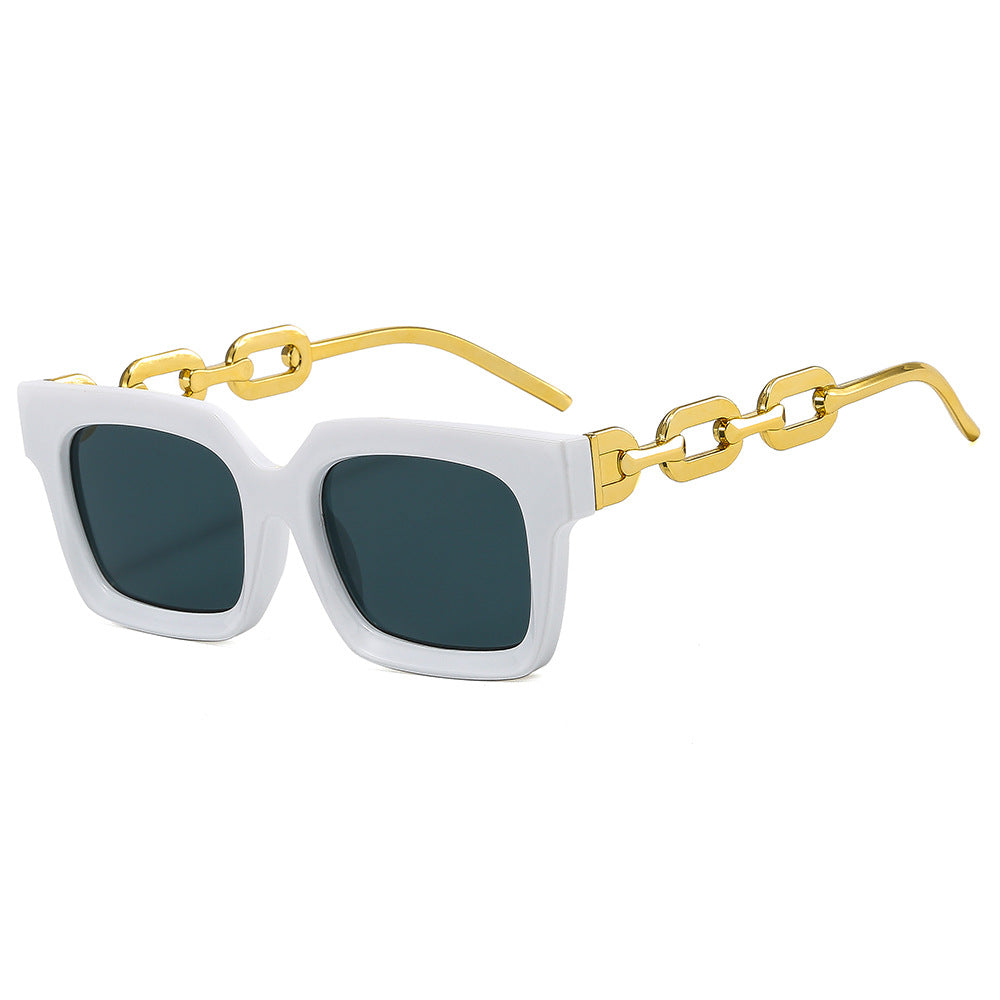 Damen modische quadratische Sonnenbrille mit luxuriösen Kettendetails Brehn