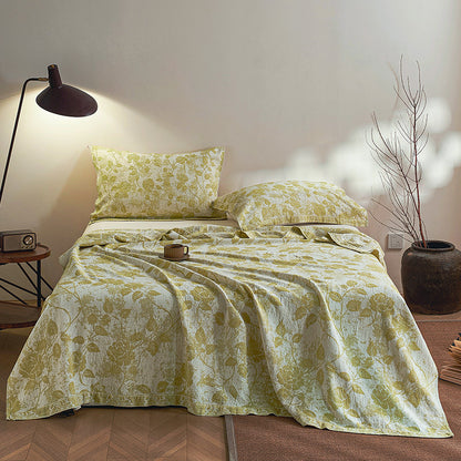 Umkehrbare Baumwoll-Leinen Florale Tagesdecke Set