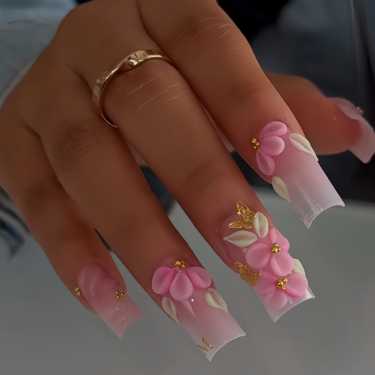 3D Florales Design Press-On Nagelset Brehn