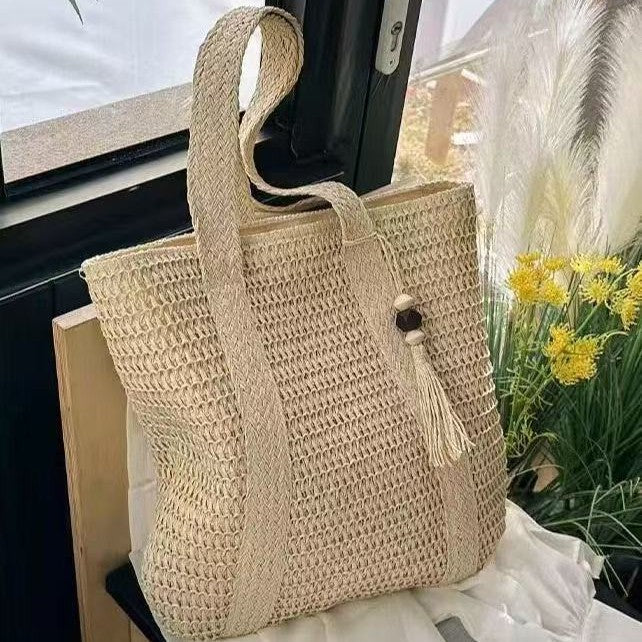 Handtasche Aus Natürlichem Geflecht mit Dekorativem Quastendetail Brehn