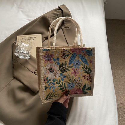 Blumenverzierte Mini-Tote-Bag