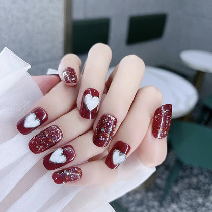 Glamouröses Herzdesign Druck-Nägel Brehn