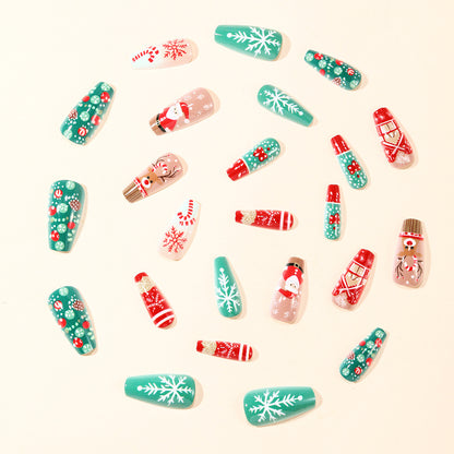 Festliche, weihnachtlich gestaltete 3D-Nagelkunstverlängerungen Brehn