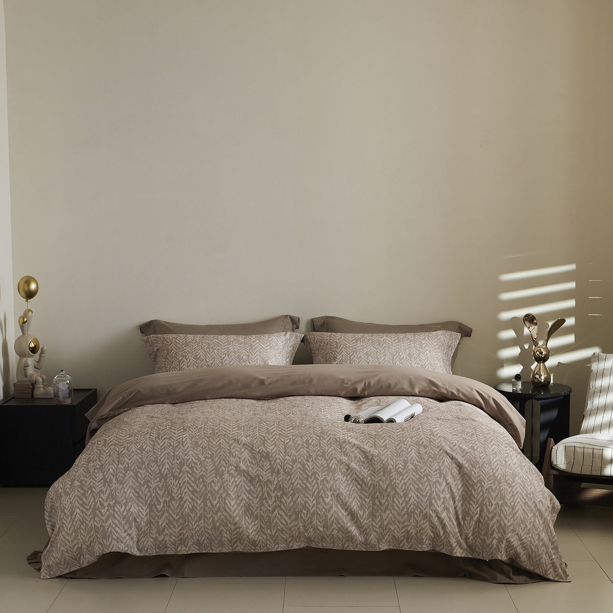 Ombre gestreiftes Baumwollsatin Bettbezug-Set