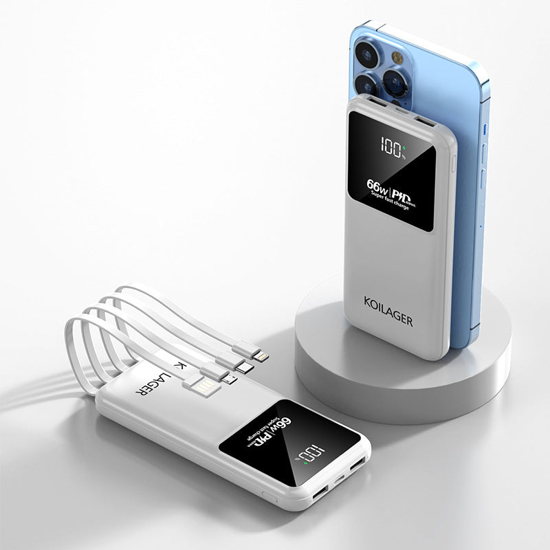 Multifunktionale Powerbank mit Integrierten Ladekabeln und Lcd-Anzeige Brehn