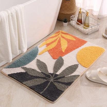 Weicher Plüsch-Badteppich mit Blätterdesign