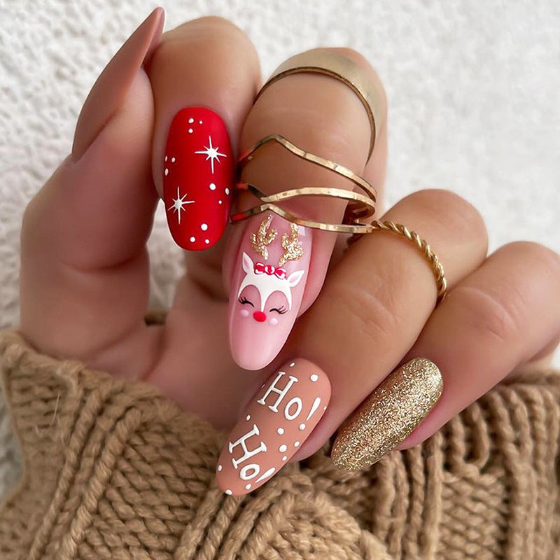 Festliches Urlaub Press-On Nagelset Brehn