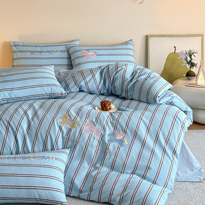 Gesteppt Baumwollsatin Tumble Kitten Druck Komforter und Kissenbezug Set