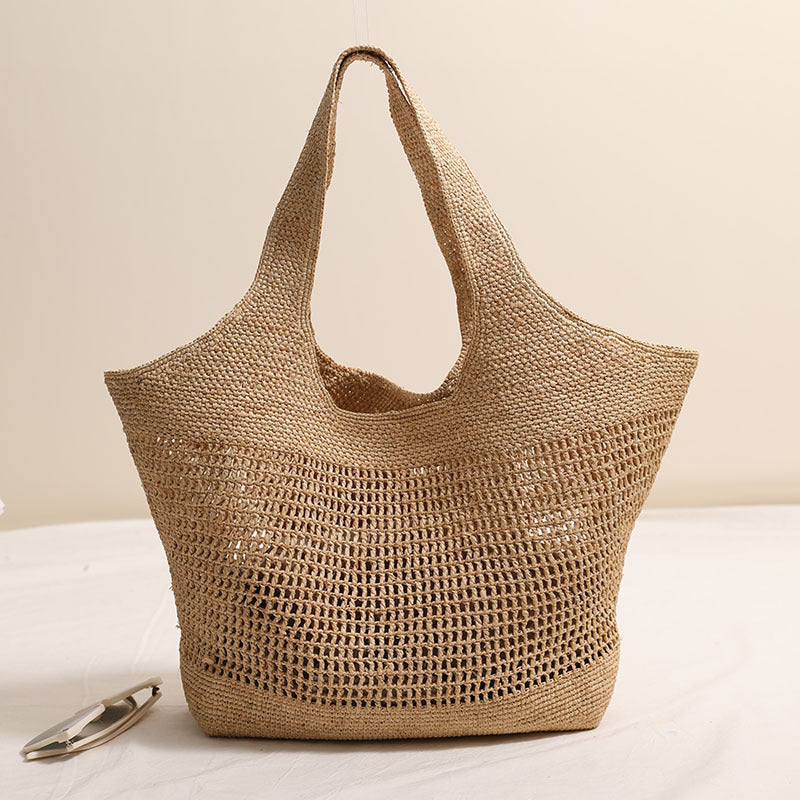 Damen Handgeknüpfte Strandtasche aus natürlichem Bastmaterial Brehn