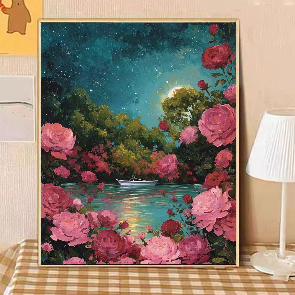 Szenische nächtliche florale Landschaft Leinwandkunst Brehn