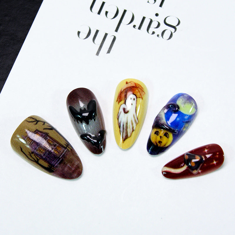 Halloween Kunstnagelset mit kreativen Geister-, Kürbis- und Tierdesigns Brehn