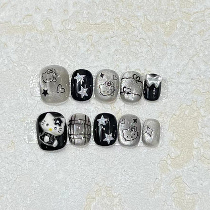 Spaß und verspieltes Press-On Nail Set mit Cartoon-Accents Brehn