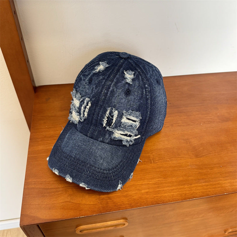 Damen Distressed Denim Verstellbare Baseballkappe Brehn