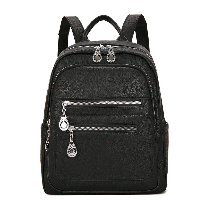 Stylischer Mehrfach-Taschen Leder-Rucksack Brehn