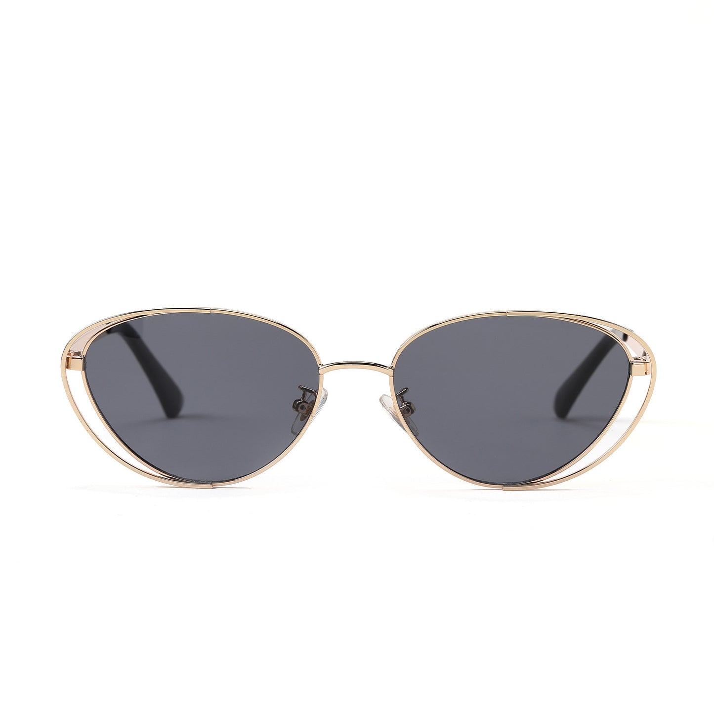 Damen geometrische Sonnenbrille mit rotem Glas und elegantem Metallrahmen Brehn