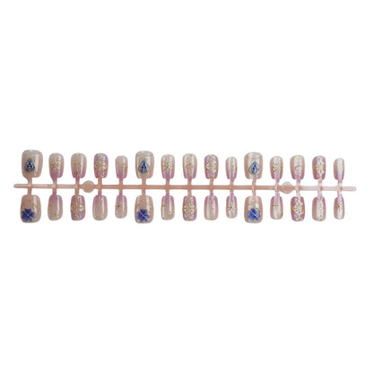 Künstlerisches Floral- und Schmetterlings-Press-On-Nagelkunst-Set