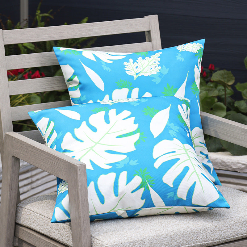 Quadratischer Garten-Kissenbezug mit UV-beständigem Outdoor-Polyester, tropischem Blattjacquard und verdecktem Reißverschluss Brehn