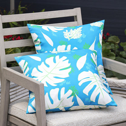 Quadratischer Garten-Kissenbezug mit UV-beständigem Outdoor-Polyester, tropischem Blattjacquard und verdecktem Reißverschluss Brehn
