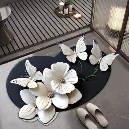 Elegante Schmetterlingsblumen-Badmatte