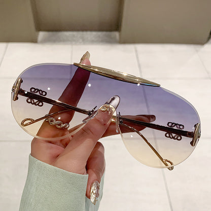 Damen elegante oversized Sonnenbrille mit stilvollem transparentem Rahmen Brehn