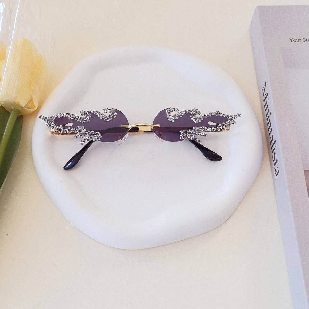 Damen extravagante Design-Sonnenbrille mit funkelnden Verzierungen Brehn