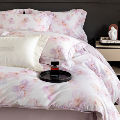 Luxuriöses Baumwollsatin Bettwäsche-Set mit Aquarellblütenmuster