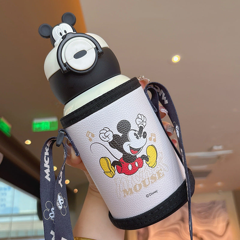 Damen Isolierte Trinkflasche mit niedlichem Kaninchen-Design und praktischem Tragegurt Brehn