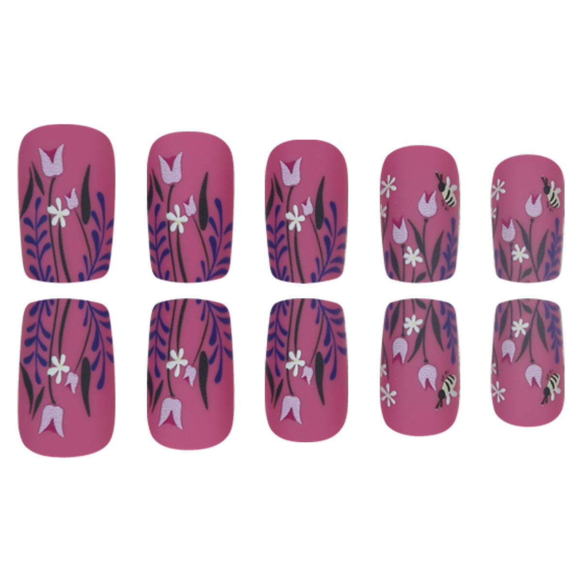 Blumendesign Matte Press-On Nägel Brehn