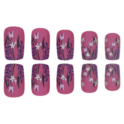 Blumendesign Matte Press-On Nägel Brehn